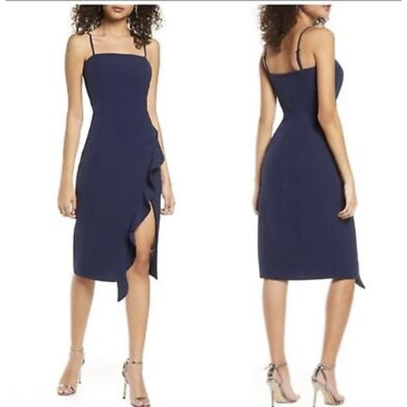 Bardot Carmelle Midi Dress in Navy Size 4 NWOT - Picture 2 of 9